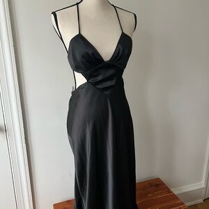 Elegant Black Satin Dress